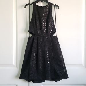 BCBGENERATION Junior Black Intricate-Metallic Dres